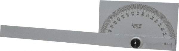 Starrett - 6 Inch Long Blade, 180° Max Measurement, 1° Dial Graduation, Rectangular Head Protractor - 0 to 180 Dial Range - Benchmark Tooling