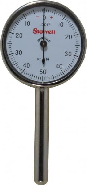 Starrett - 0.2" Range, 0-50-0 Dial Reading, 0.001" Graduation Dial Drop Indicator - 1-7/16" Dial - Benchmark Tooling