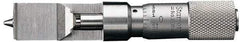 Starrett - 0 to 0.375 Inch Measurement Range, 0.001 Inch Graduation, Satin Coated Stainless Steel, Mechanical Can Seam Micrometer - Flat Spindle - Benchmark Tooling