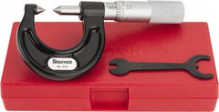 Starrett - 0 to 7/8" Range, Mechanical Screw Thread Micrometer - Plain Thimble, 0.001" Graduation, 0.004mm Accuracy - Benchmark Tooling