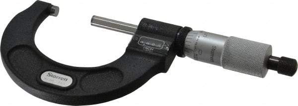 Starrett - 1 to 2" Range, 0.0001" Graduation, Mechanical Outside Micrometer - Ratchet Stop Thimble, Accurate to 0.00005", Digital Counter - Benchmark Tooling