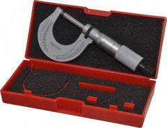 Starrett - 0 to 1" Range, 0.0001" Graduation, Mechanical Outside Micrometer - Ratchet Stop Thimble, Accurate to 0.00005" - Benchmark Tooling