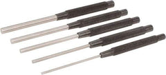 Starrett - 5 Piece, 1/8 to 3/8", Pin Punch Set - Round Shank, Comes in Plain Box - Benchmark Tooling