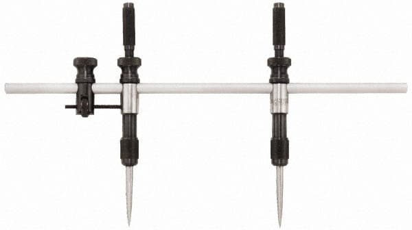 Starrett - 18 Inch Leg, Steel, Bright Chrome Finish, Trammels - 36 Inch Max Measurement, 900mm Max Measurement, Includes 20 Inch (500mm) Rigid Steel Beam, Pair of 3 Inch (75mm) Caliper Points - Benchmark Tooling