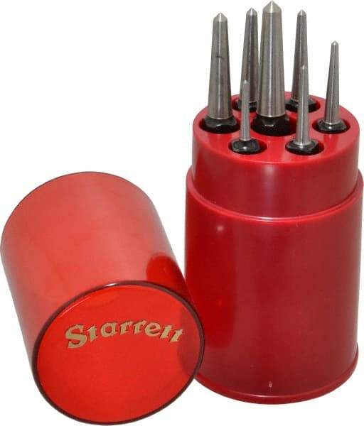 Starrett - 7 Piece, 1/16 to 1/4", Center Punch Set - Square Shank, Comes in Round Plastic Container - Benchmark Tooling