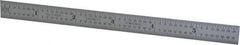 Starrett - 6" Long, 1/64, 1/50, 1/32, 1/10" Graduation, Flexible Steel Rule - 3R Graduation Style, 1/2" Wide, Silver, Satin Chrome Finish - Benchmark Tooling