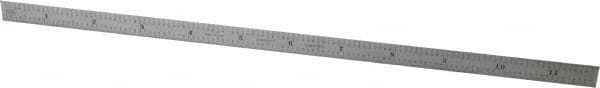 Starrett - 11-3/4" Long, 1/50, 1/10" and 0.5, 1mm Graduation, Flexible Steel Rule - Decimal/Metric Graduation Style, 1/2" Wide, Silver, Satin Chrome Finish - Benchmark Tooling