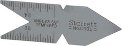 Starrett - 60° Angle, Satin Chrome Coated Steel Center Gage - 1/32 to 1/14 Inch Graduation - Benchmark Tooling