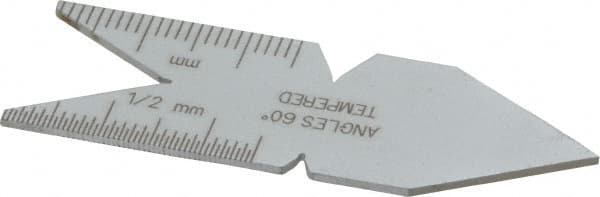 Starrett - 60° Angle, Satin Chrome Coated Steel Center Gage - 1mm Graduation - Benchmark Tooling