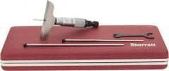 Starrett - 0 to 3" Range, 3 Rod, Mechanical Depth Micrometer - Ratchet Stop Thimble, 2-1/2" Base Length, 0.01mm Graduation, 1/8" Rod Diam - Benchmark Tooling
