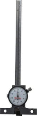 Starrett - 0 to 6 Inch Range, Stainless Steel, White Dial Depth Gage - 0.001 Inch Graduation, 0.001 Inch Accuracy, 2-3/4 Inch Base Measuring Length - Benchmark Tooling