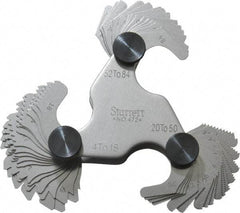 Starrett - 51 Leaf, 4 to 84 TPI Range, Steel Screw Pitch Gage - 60° Thread Angle - Benchmark Tooling