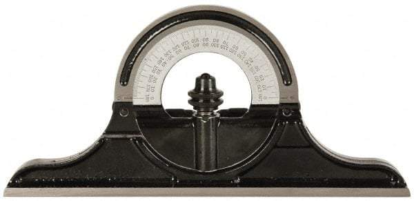 Starrett - 12 to 24 Inch Long Blade, Reversible Combination Square Protractor Head - Black Smooth, Chrome on Turret Coated, Cast Iron - Benchmark Tooling