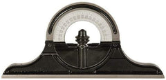 Starrett - 12 to 24 Inch Long Blade, Reversible Combination Square Protractor Head - Black Smooth, Chrome on Turret Coated, Cast Iron - Benchmark Tooling