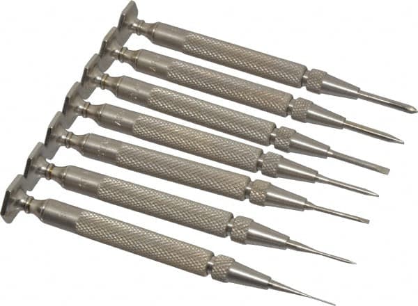 Starrett - 7 Piece Phillips & Slotted Screwdriver Set - Round Shank, Blade Sizes: Length 5/8, Bit Sizes: Philips #0 - Benchmark Tooling