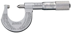 Starrett - 1 to 2" Range, Mechanical Screw Thread Micrometer - Plain Thimble, 0.001" Graduation, 0.004mm Accuracy - Benchmark Tooling