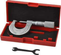 Starrett - 0 to 1" Range, Mechanical Screw Thread Micrometer - Plain Thimble, 0.001" Graduation, 0.004mm Accuracy - Benchmark Tooling