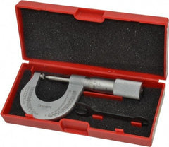 Starrett - 0 to 1" Range, Mechanical Screw Thread Micrometer - Plain Thimble, 0.001" Graduation, 0.004mm Accuracy - Benchmark Tooling