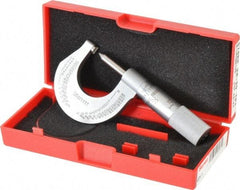 Starrett - 0 to 1" Range, Mechanical Screw Thread Micrometer - Plain Thimble, 0.001" Graduation, 0.004mm Accuracy - Benchmark Tooling