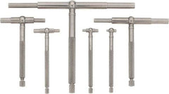 Starrett - 6 Piece, 5/16 to 6 Inch, Polished Steel Finish, Telescoping Gage Set - 2-3/8 and 3-1/4 Inch Long Handles, Includes Case - Benchmark Tooling