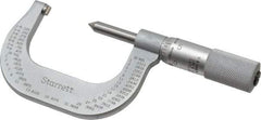 Starrett - 1 to 2" Range, Mechanical Screw Thread Micrometer - Plain Thimble, 0.001" Graduation, 0.004mm Accuracy - Benchmark Tooling