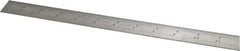 Starrett - 12" Long, 1/64, 1/32, 1/16, 1/8" Graduation, Rigid Spring Steel Rule - 4R Graduation Style, 1" Wide, Silver - Benchmark Tooling