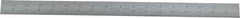 Starrett - 18" Long, 1/64, 1/32, 1/16, 1/8" Graduation, Rigid Spring Steel Rule - 4R Graduation Style, 1-1/8" Wide, Silver, Satin Chrome Finish - Benchmark Tooling