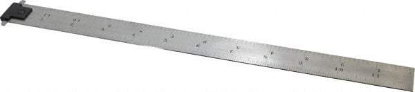 Starrett - 12" Long, 1/64, 1/32, 1/16, 1/8" Graduation, Rigid Spring Steel Rule - 4R Graduation Style, 1" Wide, Silver - Benchmark Tooling