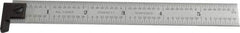 Starrett - 6" Long, 1/64, 1/32, 1/16, 1/8" Graduation, Rigid Spring Steel Rule - 4R Graduation Style, 3/4" Wide, Silver, Satin Chrome Finish - Benchmark Tooling