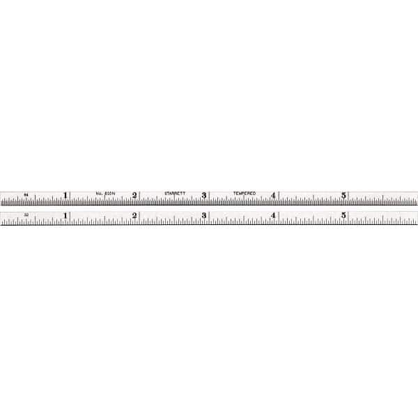 Starrett - 6" Long, 1/64, 1/32" Graduation, Rigid Spring Steel Rule - Benchmark Tooling