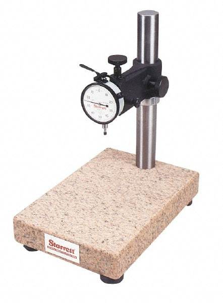 Starrett - Granite (Base), Rectangular Base, Comparator Gage Stand - 14" High, 12" Base Length x 8" Base Width x 2" Base Height, Includes Holder - Benchmark Tooling