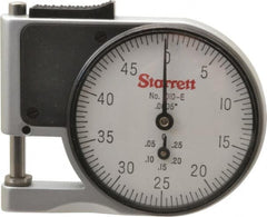 Starrett - 0 to 3/8 Inch Measurement, 0.0005 Inch Graduation, 1/2 Inch Throat Depth, Dial Thickness Gage - 1-5/8 Inch Dial Diameter - Benchmark Tooling