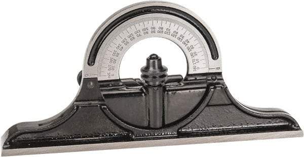 Starrett - 12 to 24 Inch Long Blade, Reversible Combination Square Protractor Head - Black Smooth Finish, Cast Iron - Benchmark Tooling