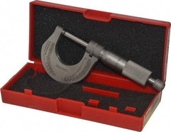 Starrett - 0 to 1" Range, 0.0001" Graduation, Mechanical Outside Micrometer - Ratchet Stop Thimble, Accurate to 0.00005" - Benchmark Tooling