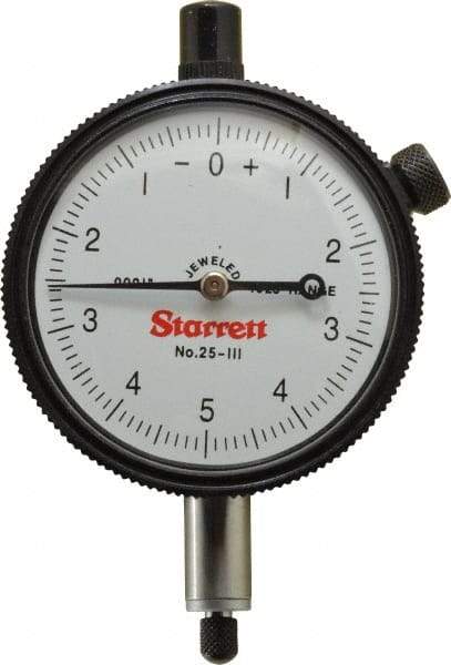 Starrett - 0.025" Range, 0-5-0 Dial Reading, 0.0001" Graduation Dial Drop Indicator - 2-1/4" Dial, 0.01" Range per Revolution - Benchmark Tooling