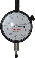 Starrett - 1/4" Range, 0-100 Dial Reading, 0.001" Graduation Dial Drop Indicator - 2-1/4" Dial, 0.1" Range per Revolution, Revolution Counter - Benchmark Tooling