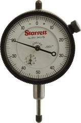 Starrett - 1/2" Range, 0-50-0 Dial Reading, 0.001" Graduation Dial Drop Indicator - 2-1/4" Dial, 0.1" Range per Revolution, Revolution Counter - Benchmark Tooling