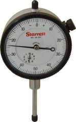 Starrett - 1" Range, 0-50-0 Dial Reading, 0.001" Graduation Dial Drop Indicator - 2-1/4" Dial, 0.1" Range per Revolution, Revolution Counter - Benchmark Tooling