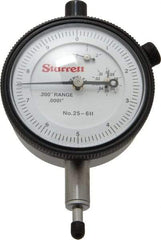 Starrett - 0.2" Range, 0-10 Dial Reading, 0.0001" Graduation Dial Drop Indicator - 2-1/4" Dial, 0.01" Range per Revolution, Revolution Counter - Benchmark Tooling