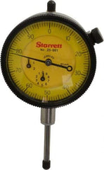 Starrett - 25mm Range, 0-100 Dial Reading, 0.01mm Graduation Dial Drop Indicator - 2-1/4" Dial, 1mm Range per Revolution, Revolution Counter - Benchmark Tooling