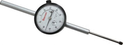 Starrett - 2" Range, 0-100 Dial Reading, 0.001" Graduation Dial Drop Indicator - 2-1/4" Dial, 0.1" Range per Revolution, Revolution Counter - Benchmark Tooling