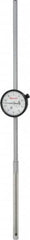 Starrett - 5" Range, 0-100 Dial Reading, 0.001" Graduation Dial Drop Indicator - 2-1/4" Dial, 0.1" Range per Revolution, Revolution Counter - Benchmark Tooling