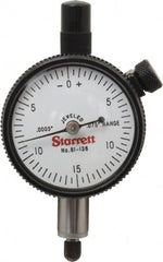 Starrett - 0.075" Range, 0-15-0 Dial Reading, 0.0005" Graduation Dial Drop Indicator - 1-11/16" Dial, 0.03" Range per Revolution, Revolution Counter - Benchmark Tooling