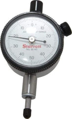 Starrett - 1/4" Range, 0-50-0 Dial Reading, 0.001" Graduation Dial Drop Indicator - 1-11/16" Dial, 0.1" Range per Revolution, Revolution Counter - Benchmark Tooling