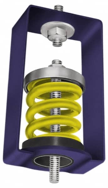 Mason Ind. - 500 to 750 Lb Capacity, 0.75 to 1.12" Deflection, HSB, Vibration Control Hanger - 4" Long x 4-3/4" Wide x 7-1/4" High x 4" Deep, 3/4" Max Rod Diam, 4-1/4" Lower Rod Penetration, White - Benchmark Tooling