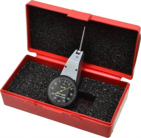 Starrett - 0.06 Inch Range, 0.001 Inch Dial Graduation, Horizontal Dial Test Indicator - 1-3/8 Inch Black Dial, 0-30-0 Dial Reading - Benchmark Tooling