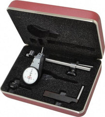 Starrett - 7 Piece, 0" to 0.03" Measuring Range, 1-3/8" Dial Diam, 0-15-0 Dial Reading, White Dial Test Indicator Kit - 5/8" Contact Point Length, 2mm Ball Diam, 0.0005" Dial Graduation - Benchmark Tooling