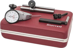 Starrett - 7 Piece, 0" to 0.06" Measuring Range, 1-3/8" Dial Diam, 0-30-0 Dial Reading, White Dial Test Indicator Kit - 1-5/16" Contact Point Length, 2mm Ball Diam, 0.001" Dial Graduation - Benchmark Tooling