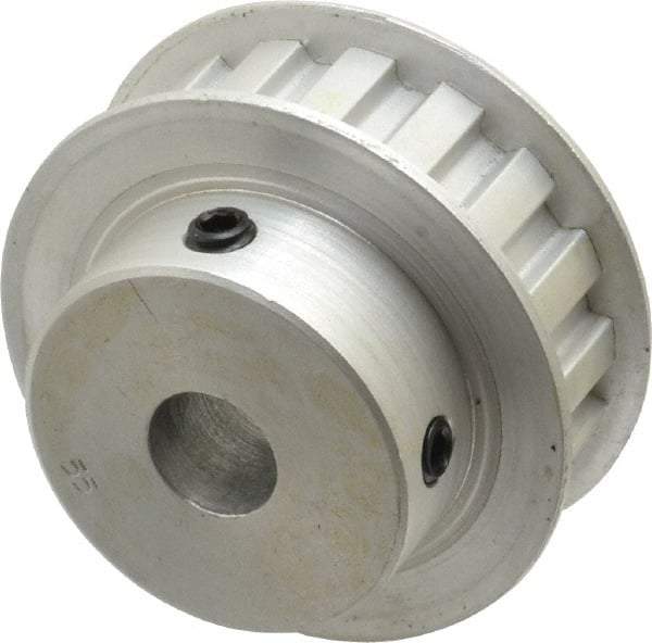 Power Drive - 17 Tooth, 1/2" Inside x 2" Outside Diam, Hub & Flange Timing Belt Pulley - 1/2" Belt Width, 2.029" Pitch Diam, 0.719" Face Width, Aluminum - Benchmark Tooling