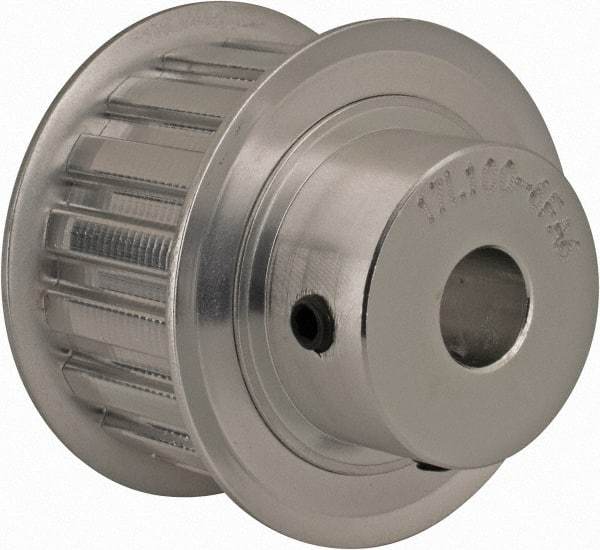 Power Drive - 17 Tooth, 1/2" Inside x 2" Outside Diam, Hub & Flange Timing Belt Pulley - 1" Belt Width, 2.029" Pitch Diam, 1-1/4" Face Width, Aluminum - Benchmark Tooling